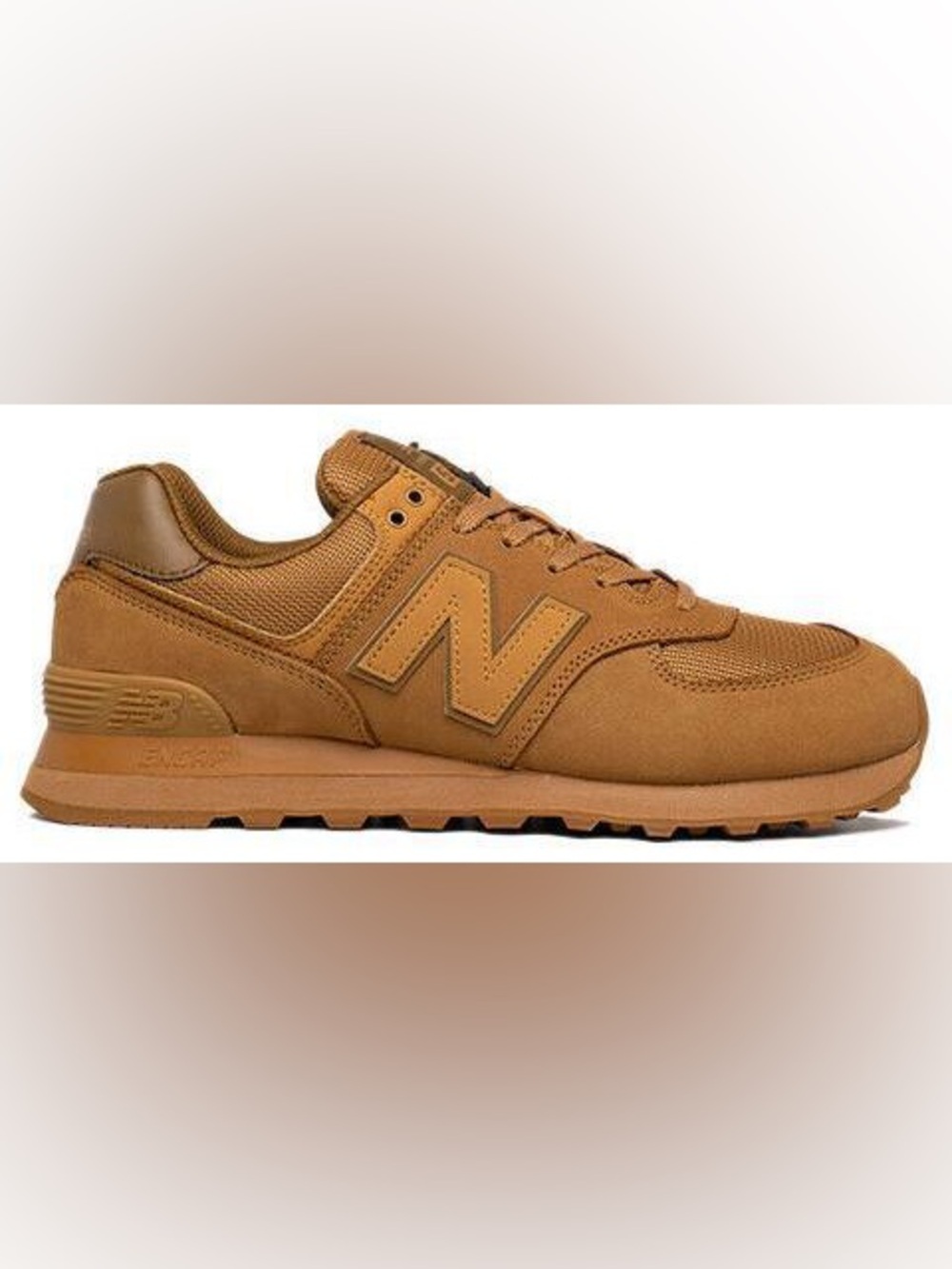 New Balance 574 Monochrome Mustard Brown Shoe